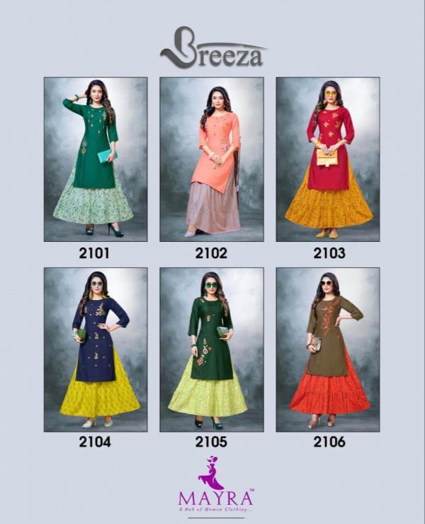 Mayra Breeza Rayon Designer Kurti With Skirt Collection 